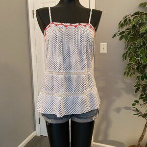 Lucky Brand Women's Blue and White Smock Top - Size M